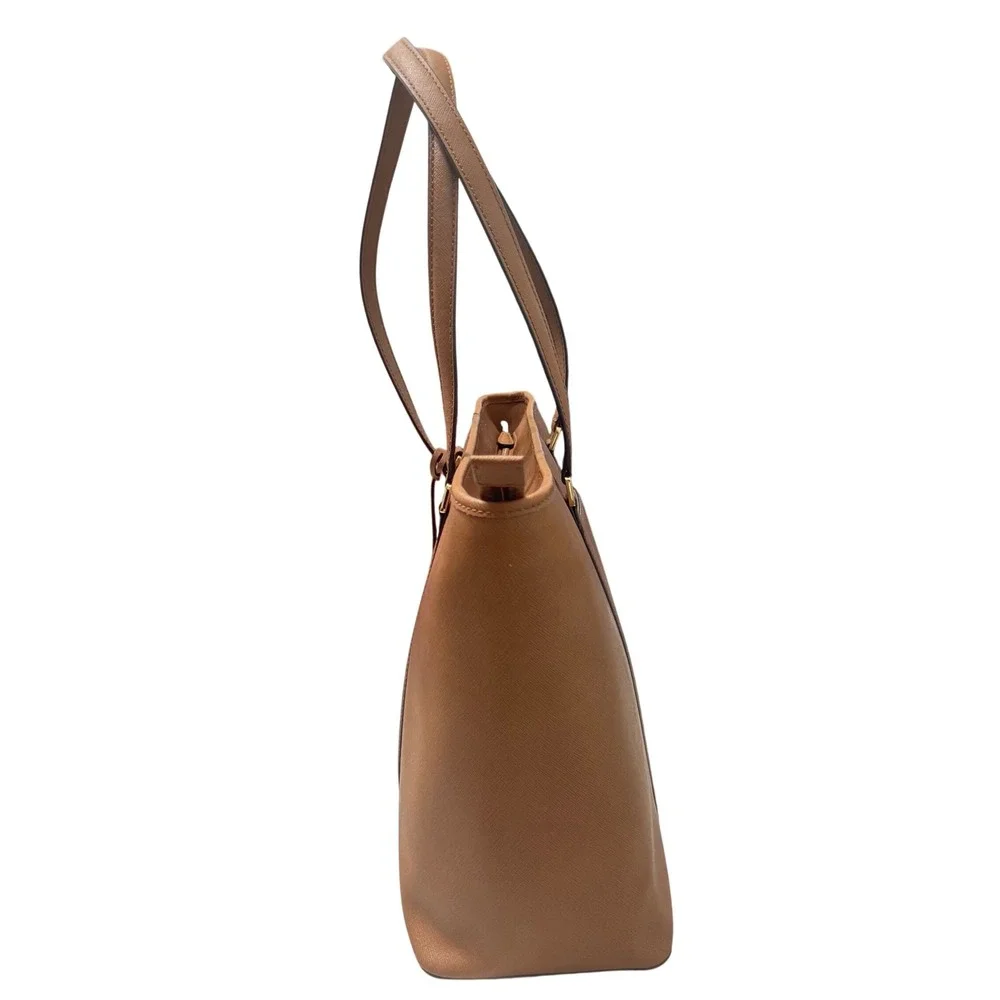 Michael‎ Kors Saffiano Leather Tote Bag Womens Large Luggage Brown Zip